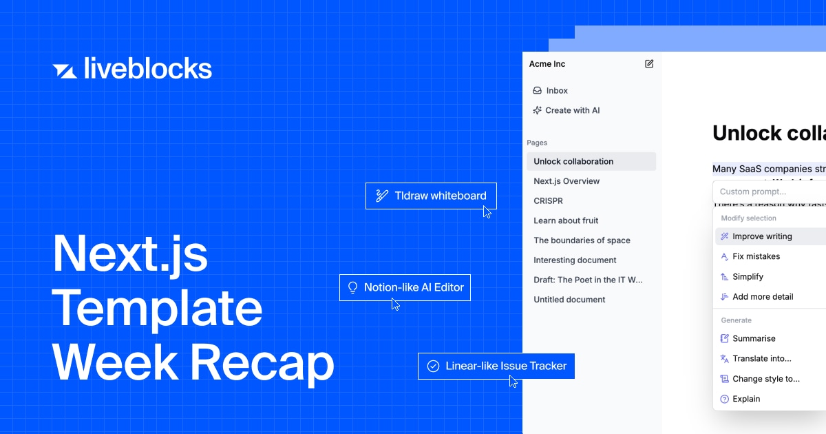 Next.js Template Week Recap